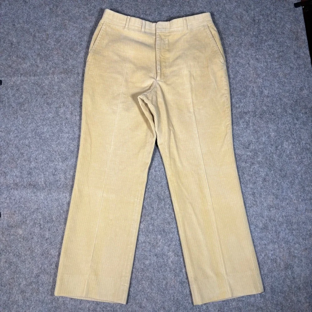 Corbin Corduroy Pants Mens 34x30 Beige Tan Vintage Wide‎ Wale Skater Preppy Golf